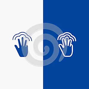 Fingers, Gestures, Hand, Interface, Multiple Touch Line and Glyph Solid icon Blue banner Line and Glyph Solid icon Blue banner