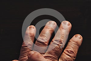 Fingers of Old Man`s Hand