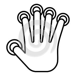 Fingers palm scanning icon outline vector. Social system