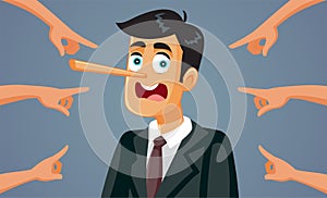 Fingers Pointing at Lying Businessman