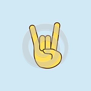 fingers rock 2 colored line icon. Simple yellow and brown element illustration. fingers rock concept outline symbol design from em