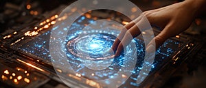 Futuristic Interface: Hand Interacting with Holographic Display