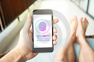 Fingertip Password Security Accessible Login. Mobile Security Concept