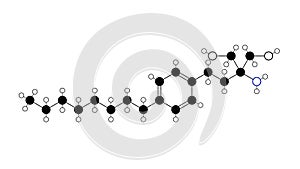 fingolimod molecule, structural chemical formula, ball-and-stick model, isolated image immunomodulatory agents