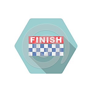 Finish banner icon , Vector flat long shadow design. Racing concept