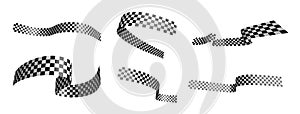 Finish black and white checkered flag waving in the wind divided into layers. Auto and motorcycle races, sports competitions,