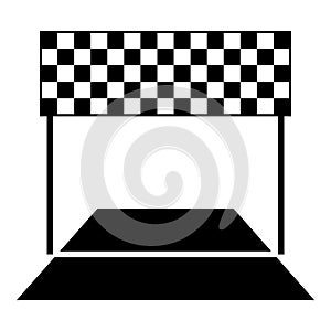 Finish concept Maraphon line racing panorama road icon black color vector illustration flat style image