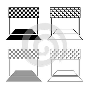 Finish concept Maraphon line racing panorama road icon outline set black grey color vector illustration flat style image