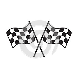 Two chequered Flags Crossed. Vector illustration