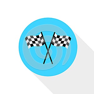 Finish flags icon. Blue ellipse with shadow. Colored symbol. Flag icon. Symbol of competition. Flat design. EPS 10