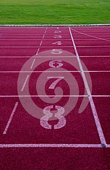 Finish line on athletics,Red running track