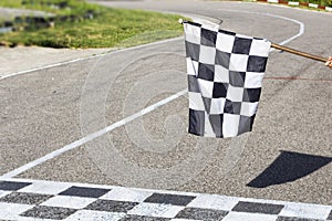 The finish line and checkered flag racing. finish the race