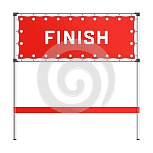 Finish line with red banner.