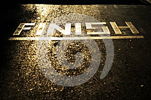 Finish line on running track