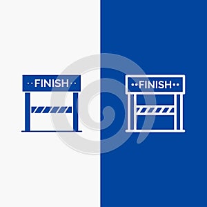 Finish, Line, Sport, Game Line and Glyph Solid icon Blue banner Line and Glyph Solid icon Blue banner