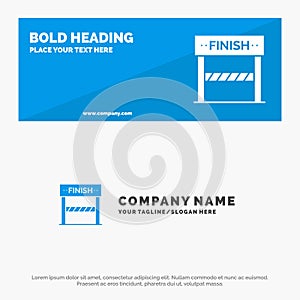 Finish, Line, Sport, Game SOlid Icon Website Banner and Business Logo Template