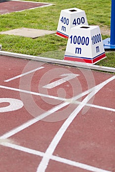 The start line and lame marking on a stadium
