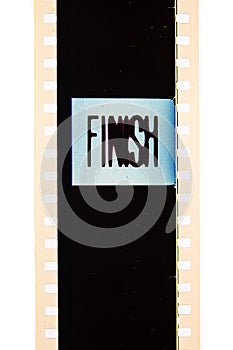 Finish text message on movie film strip concept of the end