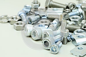 Finished Hex and square nut, most common shape of fastener. Used in conjunction a mating bolt to fasten multiple parts together.