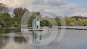 Finishing tower of Hazewinkel, rowing and regata couse in the Flemish countryside