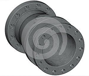 Finite element methode mehs of a mechanical part - 3d illustration