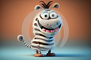 finition graphicsSuper Fluffy Goofy Zebra: A Cartoon Marvel with Big Smile & Bright Eyes