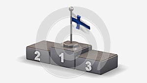 Finland 3D waving flag illustration on winner podium.