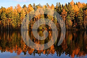 Finland: Autumn colours by a lake