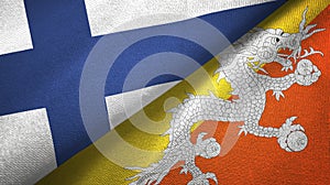 Finland and Bhutan two flags textile cloth, fabric texture