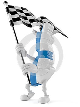 Finland character waving race flag