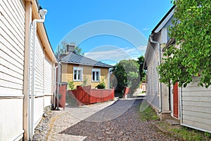 Finland. Cozy street of old Porvoo