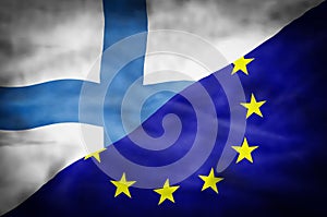 Finland and European Union mixed flag.