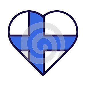 Finland Flag Festive Patriot Heart Outline Icon