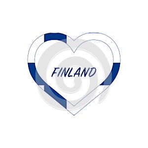 Finland flag in heart. I love my country. sign. Stock vector illustration isolated on white background.