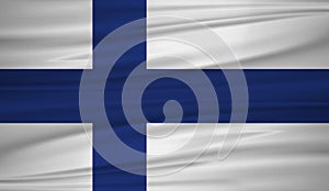 Finland flag vector. Vector flag of Finland blowig in the wind.
