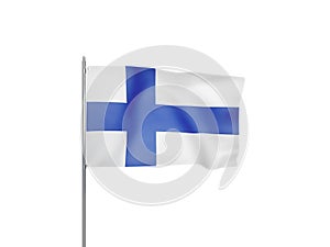 Finland flag waving white background 3D illustration
