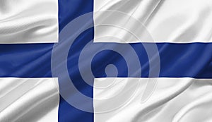 Finland flag waving with the wind, 3D illustration.