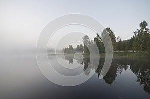 Finland, fog on the water.