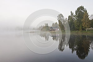 Finland, fog on the water.