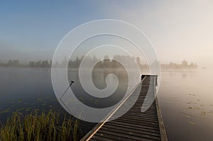 Finland, fog on the water.