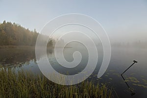 Finland, fog on the water.