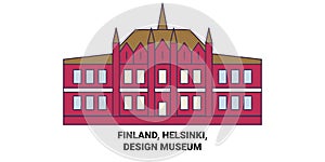 Finland, Helsinki, Design Museum travel landmark vector illustration