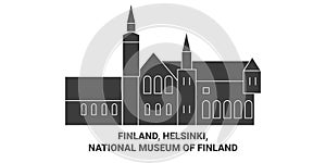 Finland, Helsinki, National Museum Of Finland travel landmark vector illustration