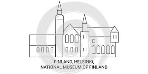 Finland, Helsinki, National Museum Of Finland travel landmark vector illustration