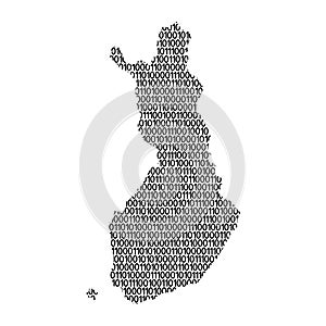 Finland map abstract schematic from black ones and zeros binary