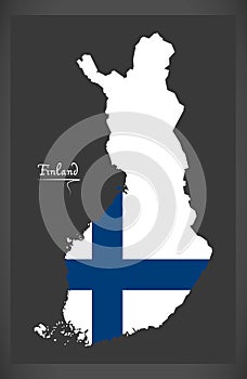 Finland map of Finland with Finnish national flag illustration