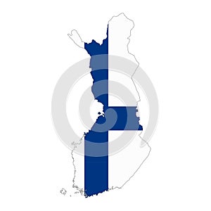 Finland map silhouette with flag isolated on white background