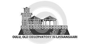 Finland, Oulu, Old Observatory In Linnansaari travel landmark vector illustration
