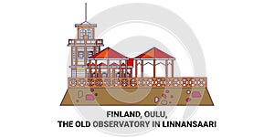 Finland, Oulu, The Old Observatory In Linnansaari travel landmark vector illustration