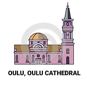 Finland, Oulu, Oulu Cathedral travel landmark vector illustration